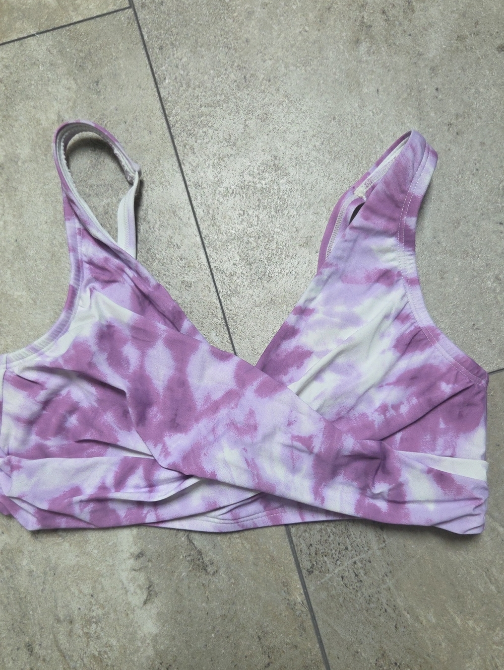 Tie-Dye Purple Swim Bikini Top - Women's V-Neck Bralette